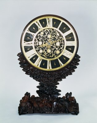 图片[1]-Rosewood set circular double sided clock-China Archive